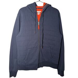 Carbon 2 Cobalt Men's Navy Blue Cotton Quilted Full Zip Hooded Sweatshirt Medium